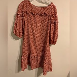 Max 👗 Studio Orange, White Ruffle Dress Size M